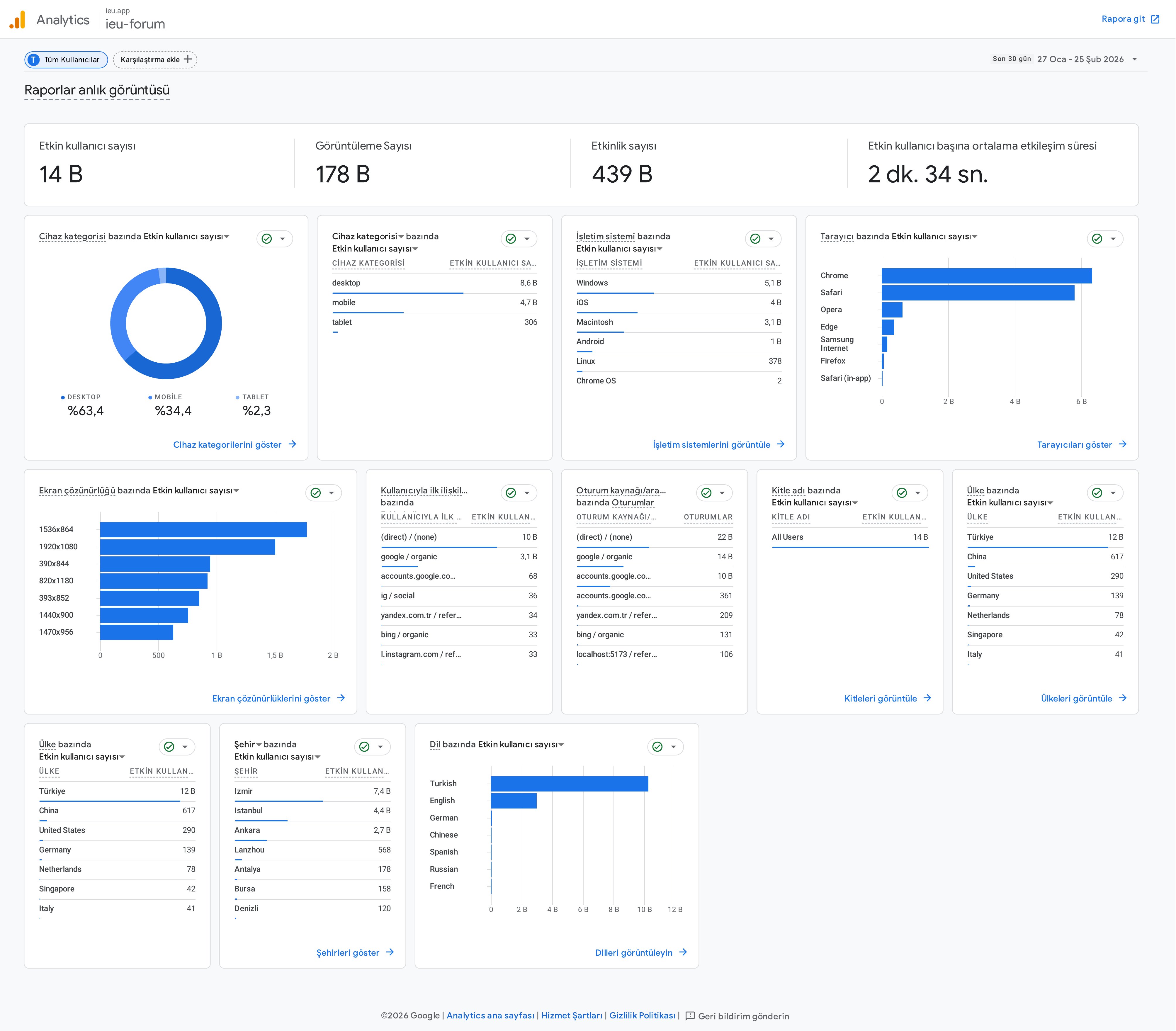 Google Analytics Raporu - IEU Forum